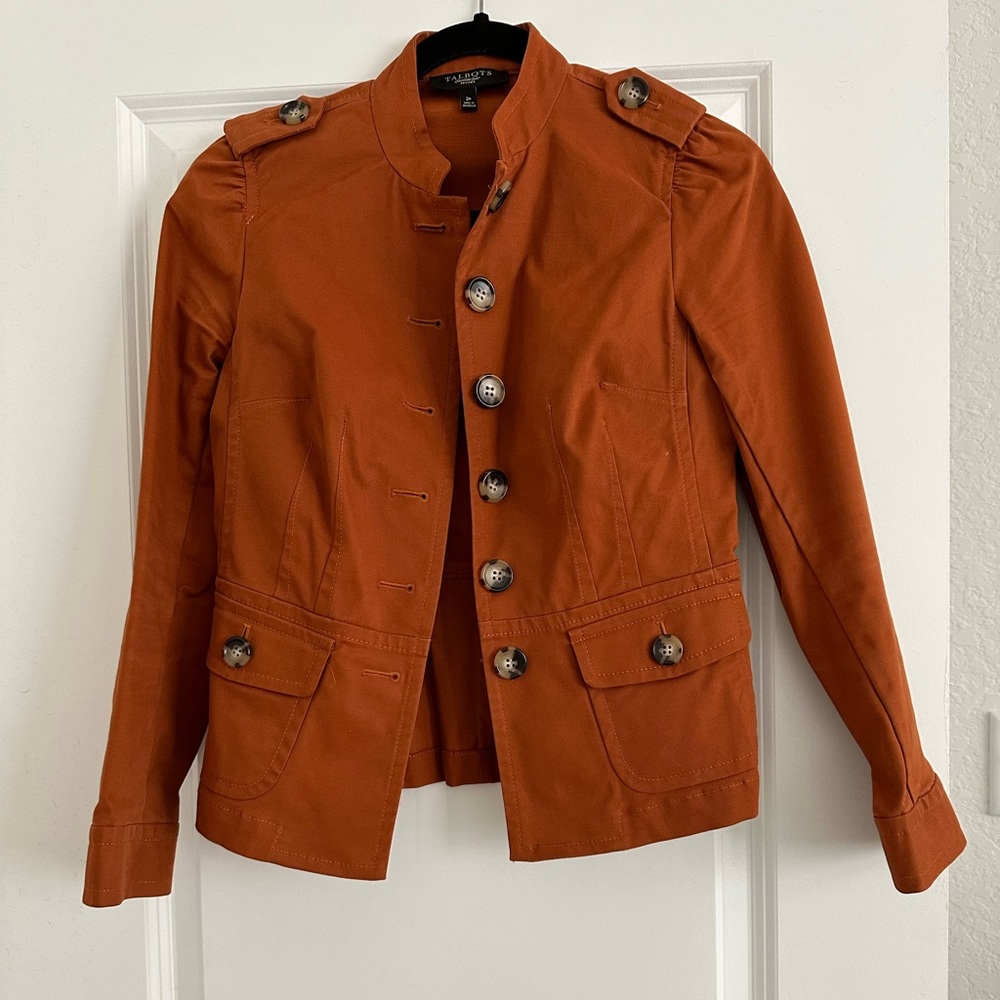 Talbots twill military style jacket
